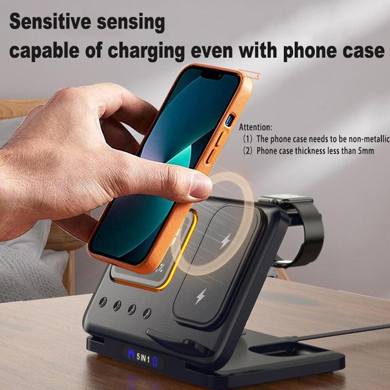 5-in-1 Wireless Charger with LED Alarm Clock - Image 4