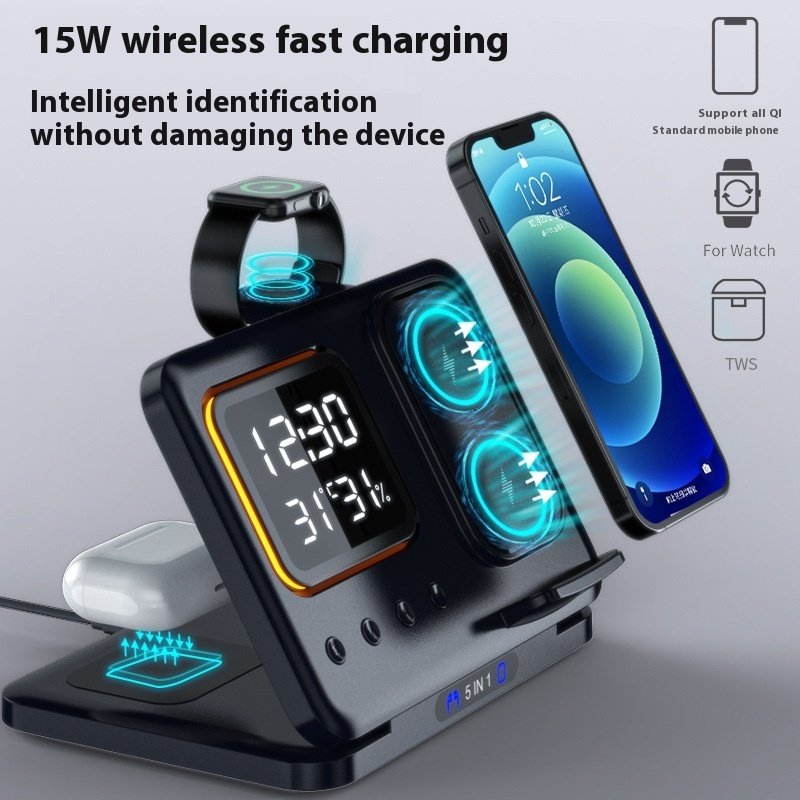 5-in-1 Wireless Charger with LED Alarm Clock - Image 10